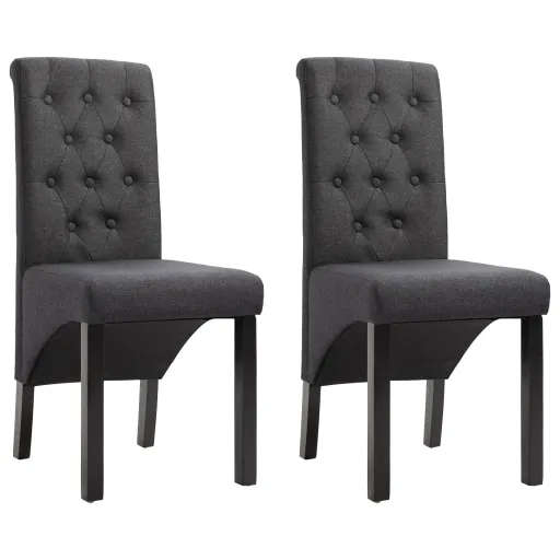 Cadeiras de Jantar   Tecido Cinzento-Escuro (2 pcs)