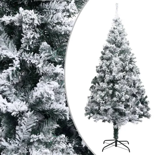 Árvore de Natal Artificial c/ Flocos de Neve 180 cm PVC Verde