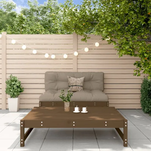 Conj. Lounge Jardim+Almofadões Madeira Maciça Castanho-Mel (2 pcs)