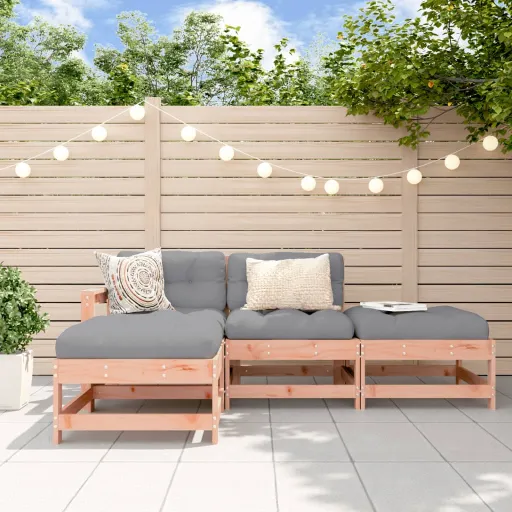 Conj. Lounge Jardim com Almofadões Madeira Douglas Maciça (4 pcs)