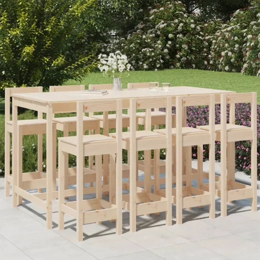 Conjunto de Bar para Jardim Pinho Maciço (9 pcs)