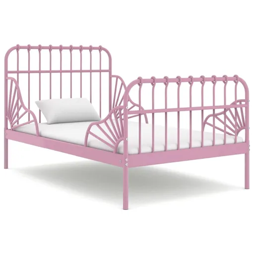 Estrutura de Cama Extensível em Metal Rosa 80x130/200 cm