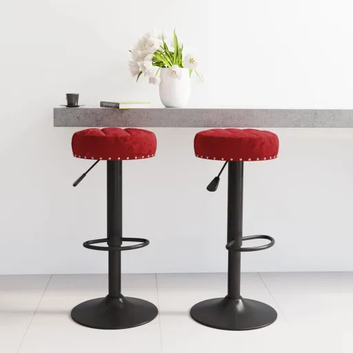 Bancos de Bar   Veludo Vermelho Tinto (2 pcs)