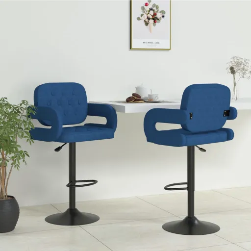 Bancos de Bar   Tecido Azul (2 pcs)