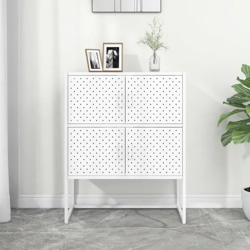 Aparador Alto 80x35x100 cm Aço Branco