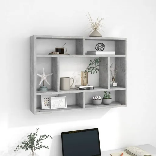 Estante de Parede 75x16x55 cm Contraplacado Cinzento Cimento
