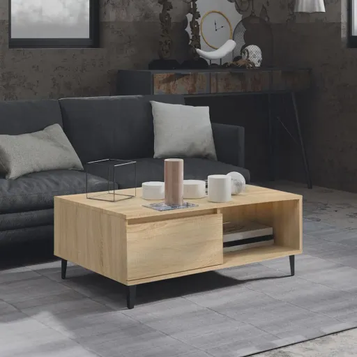 Mesa de Centro 90x60x35 cm Derivados de Madeira Carvalho Sonoma