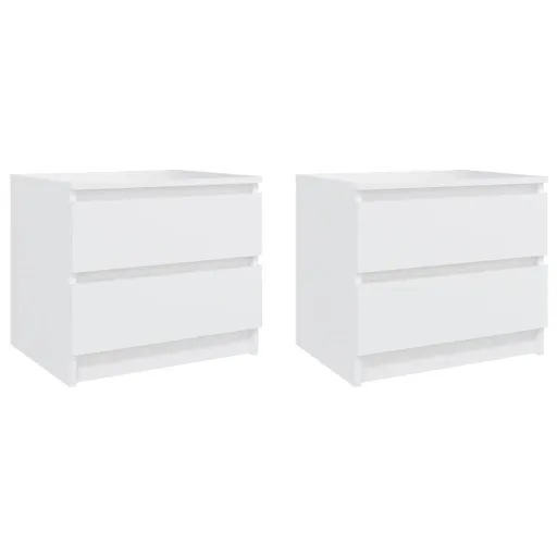 Mesas de Cabeceira   Derivados de Madeira Branco (2 pcs)
