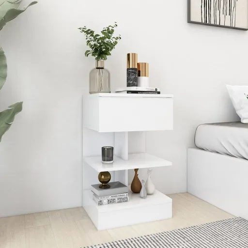 Mesa de Cabeceira 40x35x65 cm Derivados de Madeira Branco