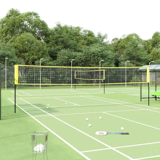 Rede de Badminton 600x155 cm Tecido PE Amarelo e Preto