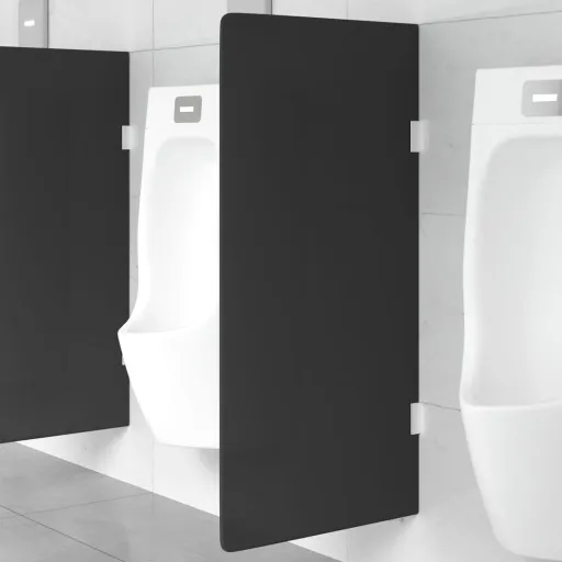 Divisória Privacidade p/ Urinol de Parede Vidro Temperado Preto