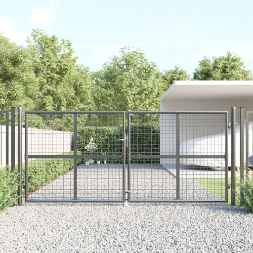 Portão de Jardim em Tela Antracite 300x125 cm Aço Galvanizado.