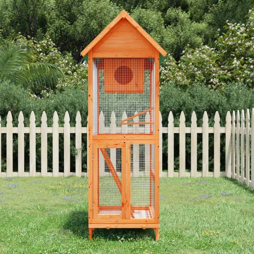 Gaiola para Pássaros 60x58,5x160 cm Pinho Maciço Castanho