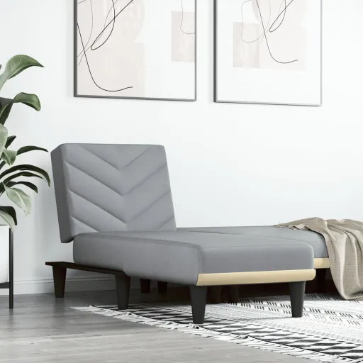 Chaise Longue Tecido Cinzento-Claro