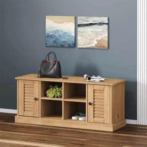 Sapateira VIGO 106x35x45 cm Madeira de Pinho Maciça