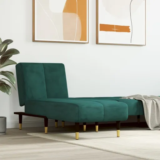 Chaise Longue Veludo Verde-Escuro