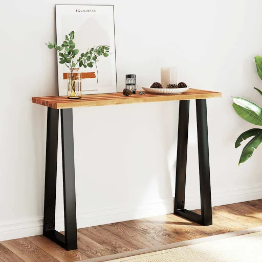 Mesa Consola com Bordas Vivas 110x35x80 cm Acácia Maciça