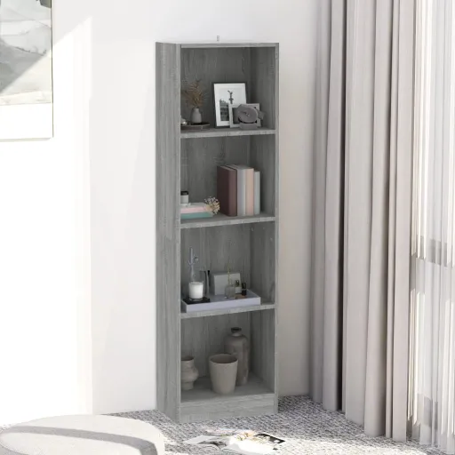 Estante 4 Prat. 40x24x143 cm Derivados Madeira Cinzento Sonoma