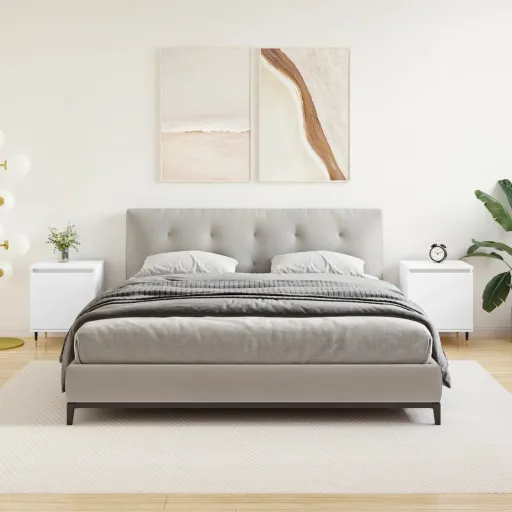 Mesas de Cabeceira   40x30x50 cm Derivados de Madeira Branco (2 pcs)