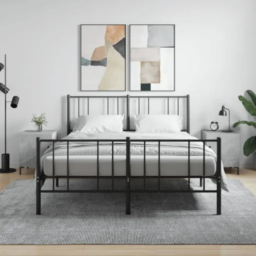 Mesa Cabeceira   40x40x50 cm Derivados Madeira Cinza Cimento (2 pcs)