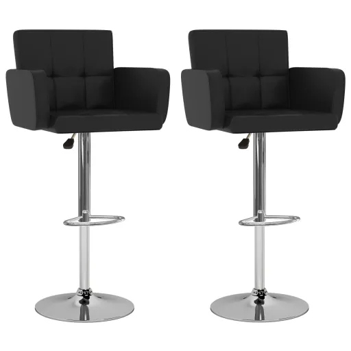 Bancos de Bar   Couro Artificial Preto (2 pcs)