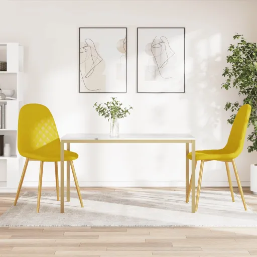 Cadeiras de Jantar   Veludo Amarelo Mostarda (2 pcs)