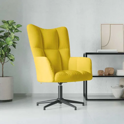 Cadeira de Descanso Veludo Amarelo Mostarda