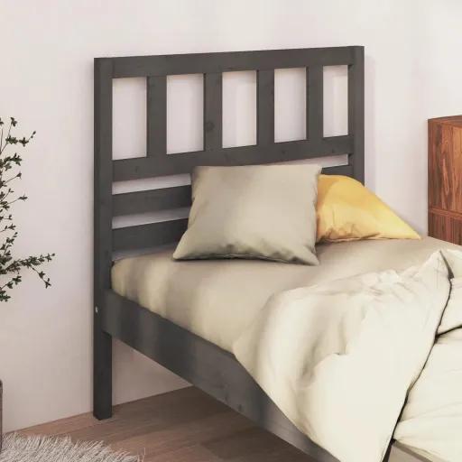 Cabeceira de Cama 96x4x100 cm Pinho Maciço Cinzento