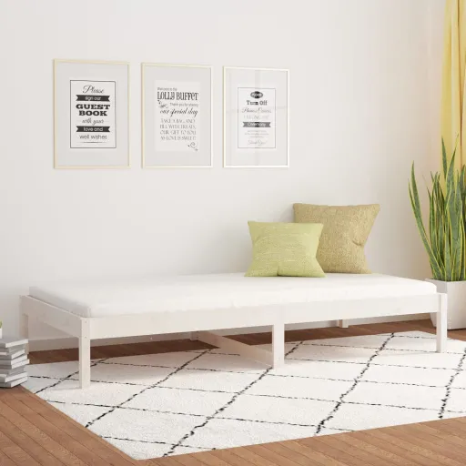 Sofá-Cama Sem Colchão 80x200 cm Madeira de Pinho Maciça Branco