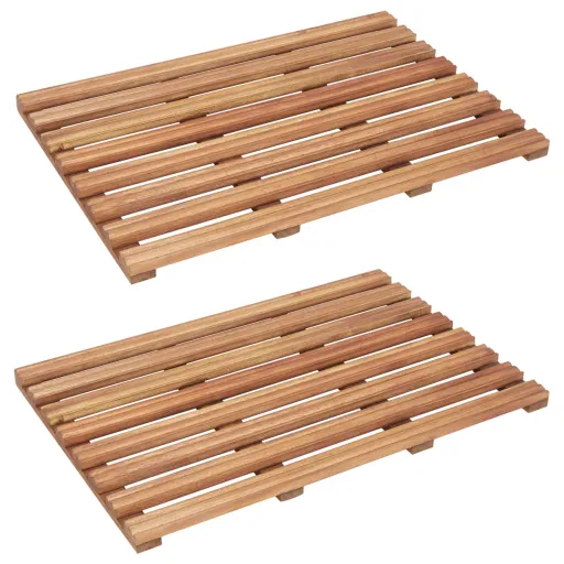 Estrado p/ Casa de Banho   Madeira de Acácia Maciça 56x37cm (2 pcs)