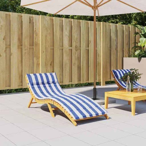 Almofadão p/ Espreguiçadeira 180x60x4 Tecido Oxford Azul/Branco