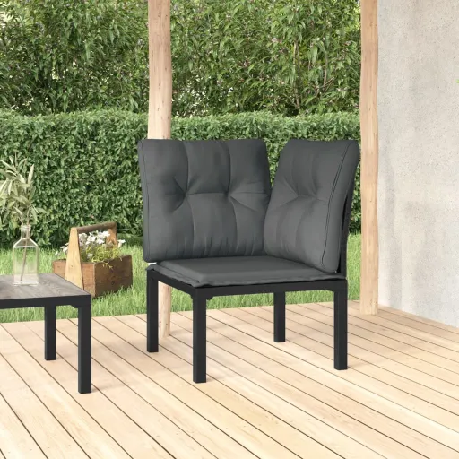 Cadeira de Canto p/ Jardim c/ Almofadões Vime PE Preto e Cinza