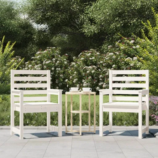 Cadeiras de Jardim   60x48x91 cm Pinho Maciço Branco (2 pcs)