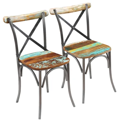 Cadeiras de Jantar   Madeira Recuperada Maciça (2 pcs)