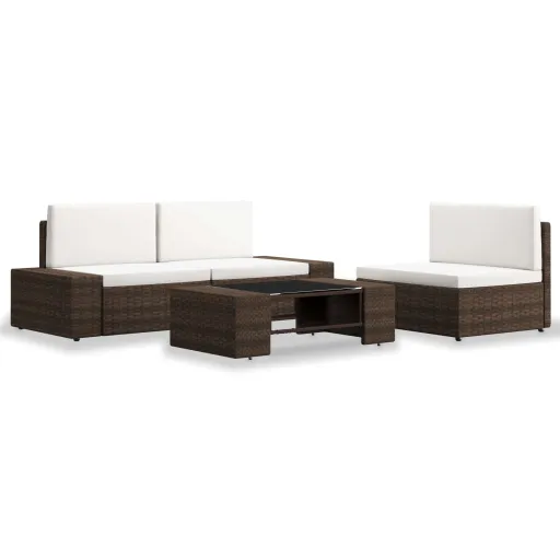 Conjunto Lounge para Jardim Vime PE Castanho (4 pcs)