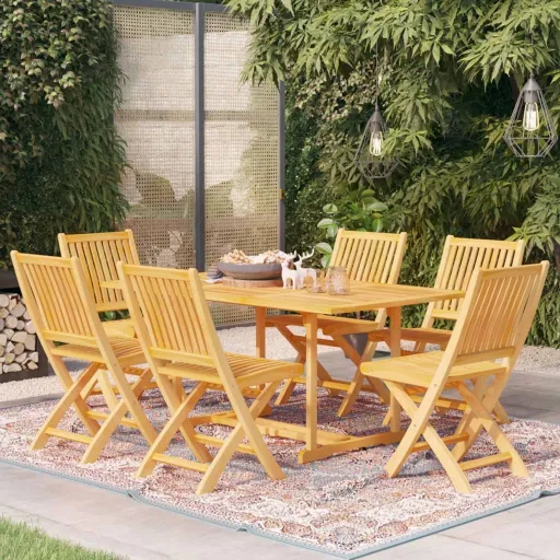 Conjunto de Jantar para Jardim Madeira de Teca Maciça (7 pcs)