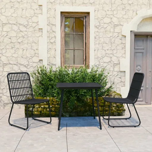 Conjunto de Jantar para Jardim Vime PE e Vidro (3 pcs)