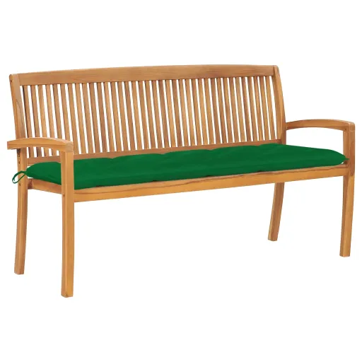 Banco de Jardim Empilhável c/ Almofadão 159 cm Teca Maciça