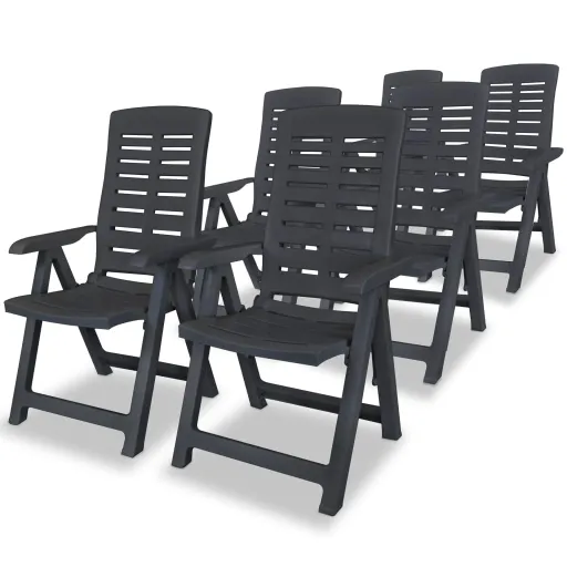 Cadeiras de Jardim Reclináveis   Plástico Antracite (6 pcs)