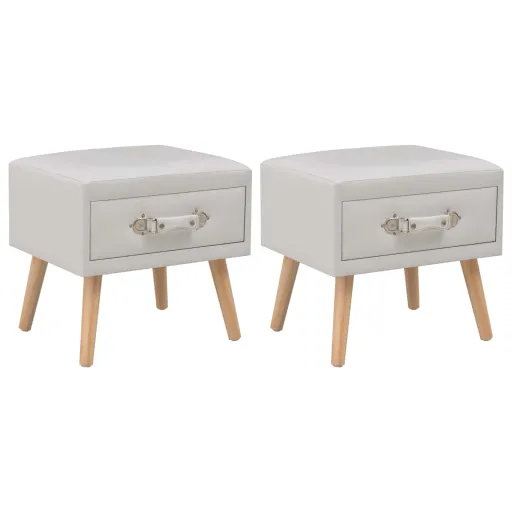 Mesas-de-Cabeceira   40x35x40 cm Couro Artificial Branco (2 pcs)