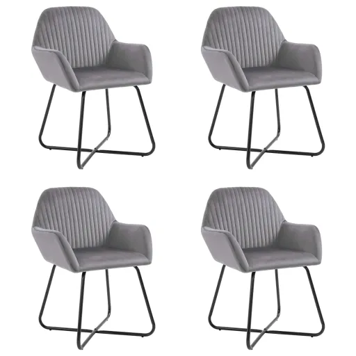 Cadeiras de Jantar   Veludo Cinzento (4 pcs)