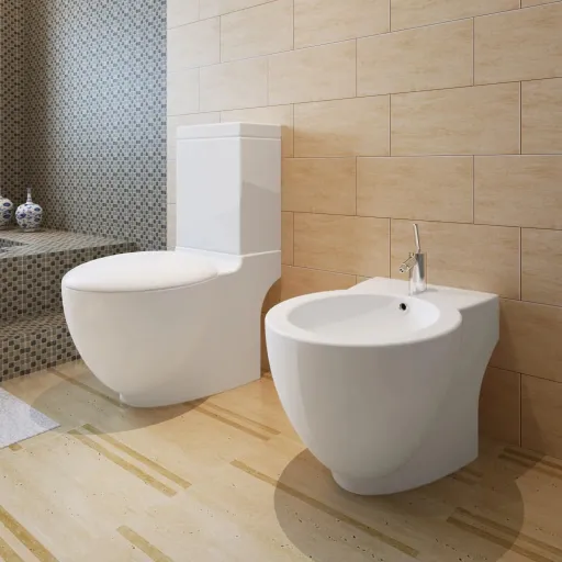 Conjunto com Sanita e Bidé Cerâmica Branca