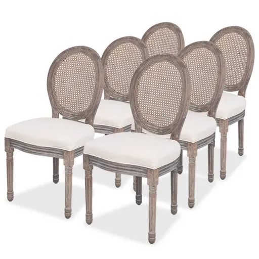 Cadeiras de Jantar   Tecido Cor Creme (6 pcs)