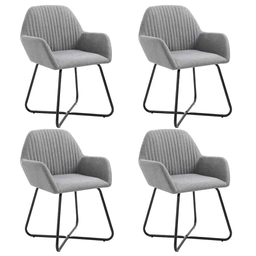 Cadeiras de Jantar   Tecido Cinzento-Claro (4 pcs)