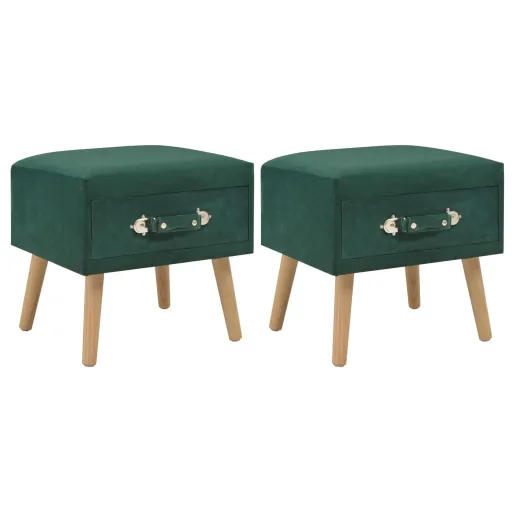 Mesas-de-Cabeceira   40x35x40 cm Veludo Verde (2 pcs)