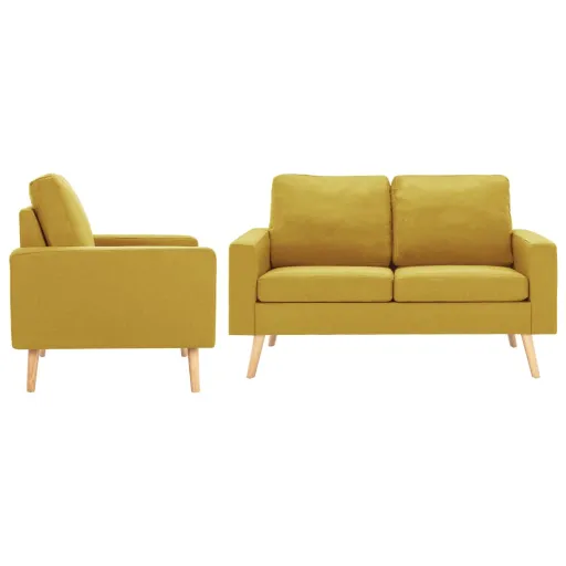 Conjunto de Sofás Tecido Amarelo (2 pcs)