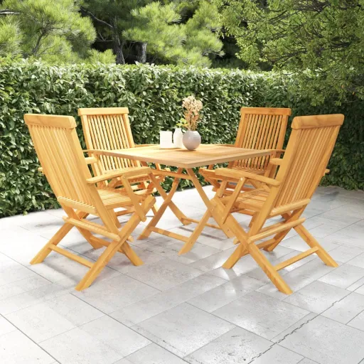 Conjunto de Jantar para Jardim Madeira de Teca Maciça (5 pcs)