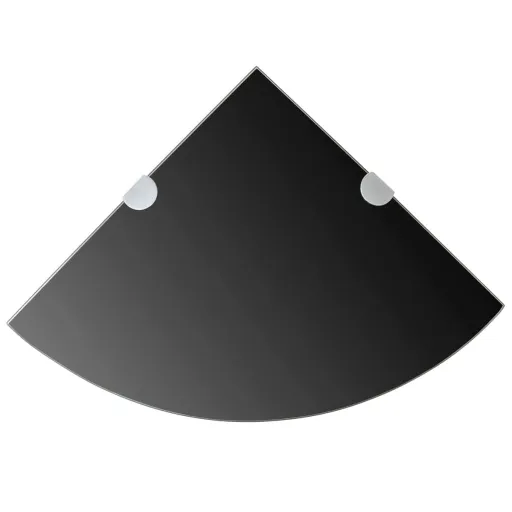 Prateleiras Canto   Suportes Cromados 25x25cm Vidro Preto (2 pcs)