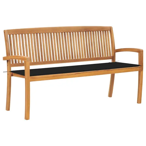 Banco de Jardim Empilhável c/ Almofadão 159 cm Teca Maciça