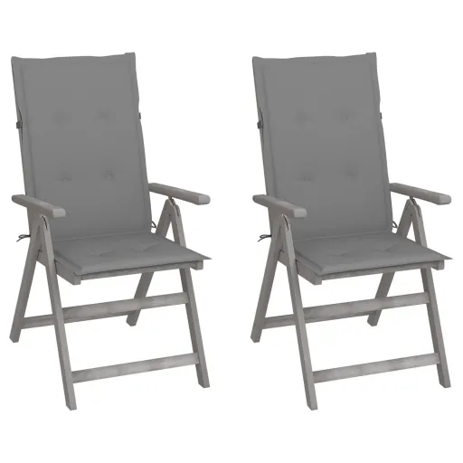 Cadeiras Jardim Reclináveis c/ Almofadões   Acácia Maciça (2 pcs)